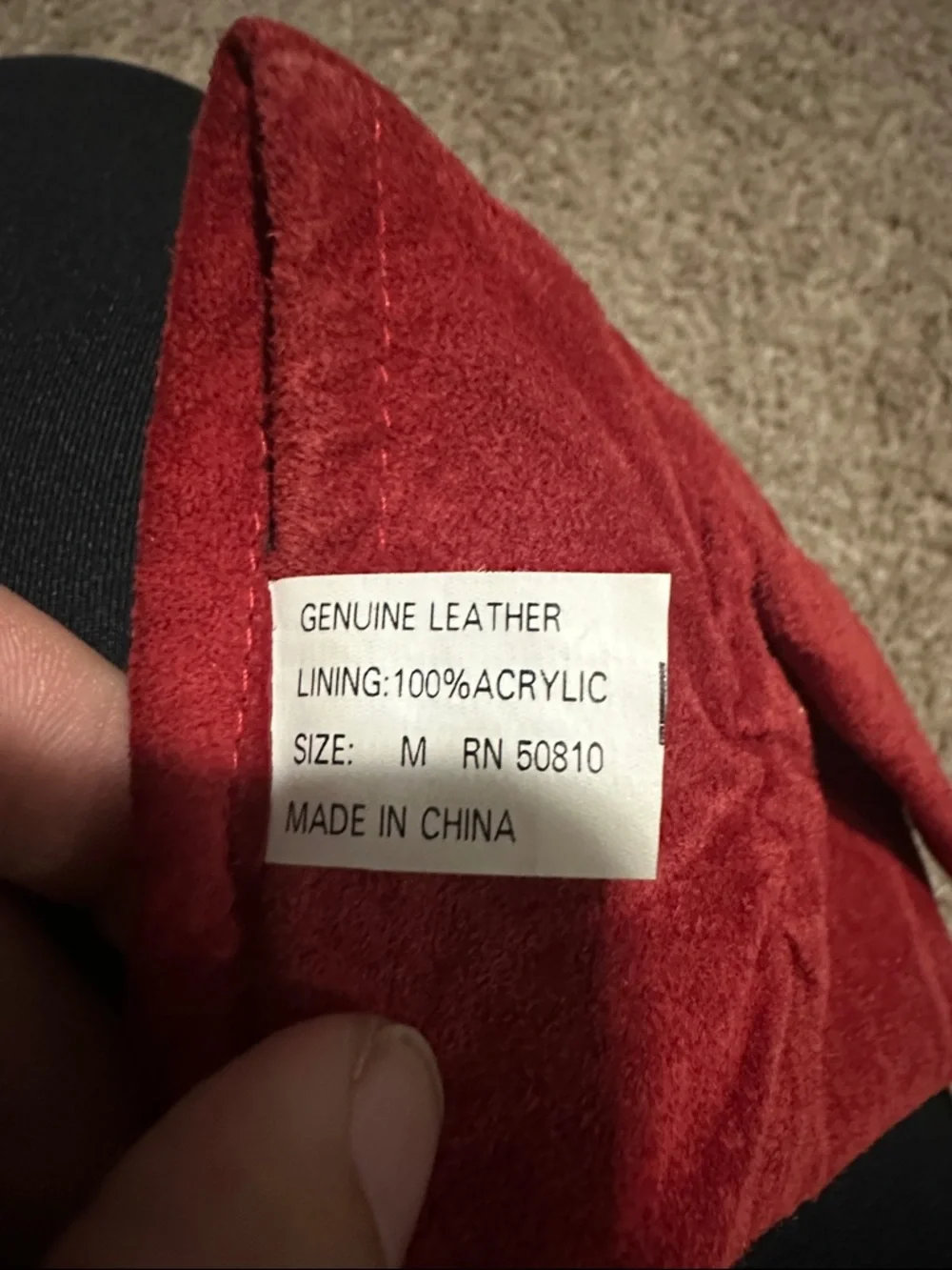 Red Leather Suede Gloves